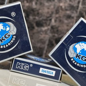 Close-up of KG Bearings packaging boxes with product code 594/592A and kaiji branding